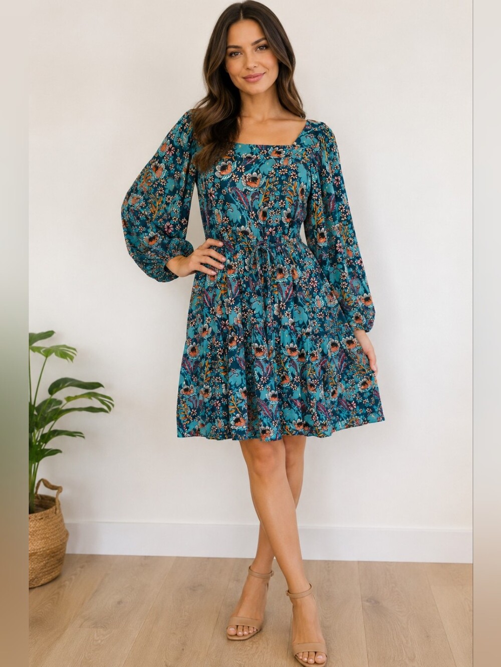 NWT Maurices B.O.G. Collective Matera Dress Teal Gold Small